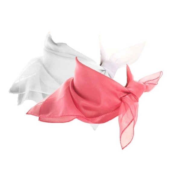 50s Style Sheer Chiffon Square Scarves Set w 1 White and 1 Pink Scarf - Hey Viv - Picture 2 of 7